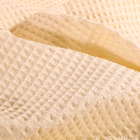 Tissu Nid d'abeille  Ecru - Par 10 cm