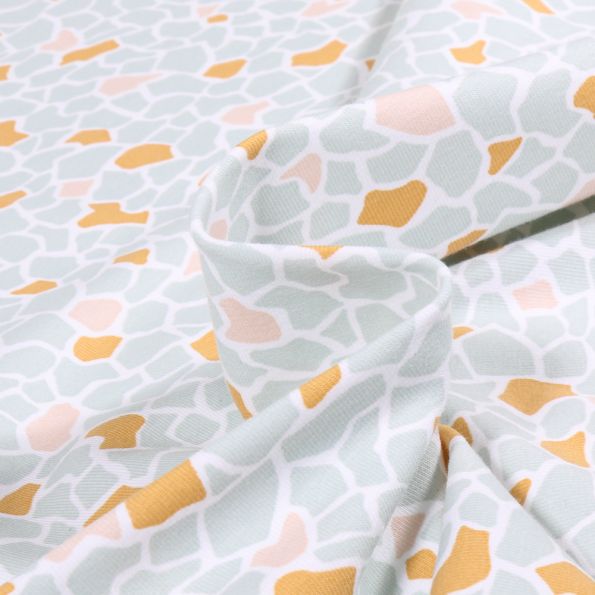 Tissu Jersey Coton Arty Argeo sur fond Blanc - Par 10 cm