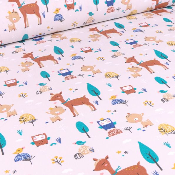 Tissu Coton imprimé Arty Bichette sur fond Beige - Par 10 cm