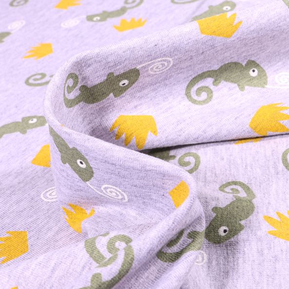 Tissu Jersey envers gratté Camilijo sur fond Gris chiné - Par 10 cm