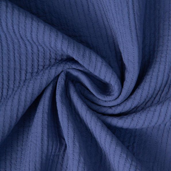 Tissu Coton surpiqué uni Bleu indigo - Par 10 cm