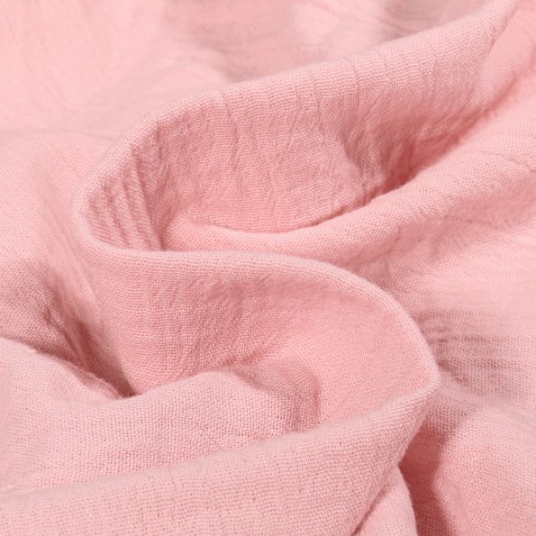 Tissu Double gaze grande largeur uni Rose bébé - Par 10 cm