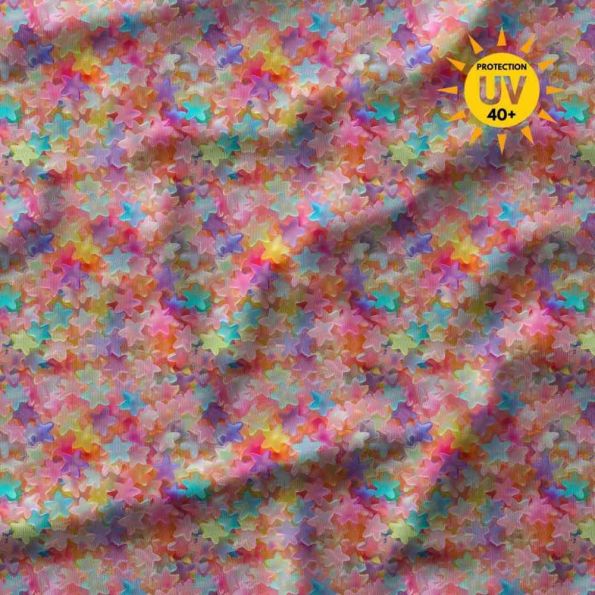 Tissu Lycra maillot de bain  anti UV Gummystar sur fond Rose - Par 10 cm