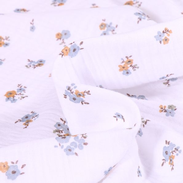 Tissu Double gaze Hope sur fond Blanc - Par 10 cm