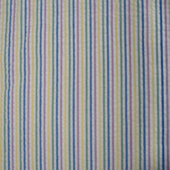 Tissu Coton imprimé rayures Linbay violettes sur fond Blanc - Par 10 cm