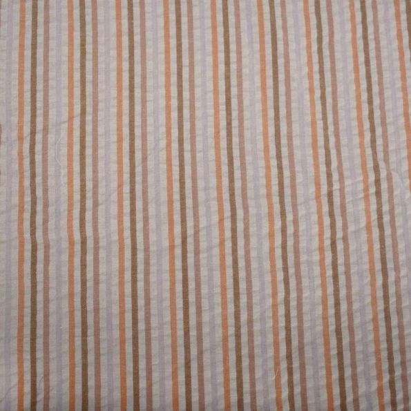 Tissu Coton imprimé rayures Linbay oranges sur fond Blanc - Par 10 cm