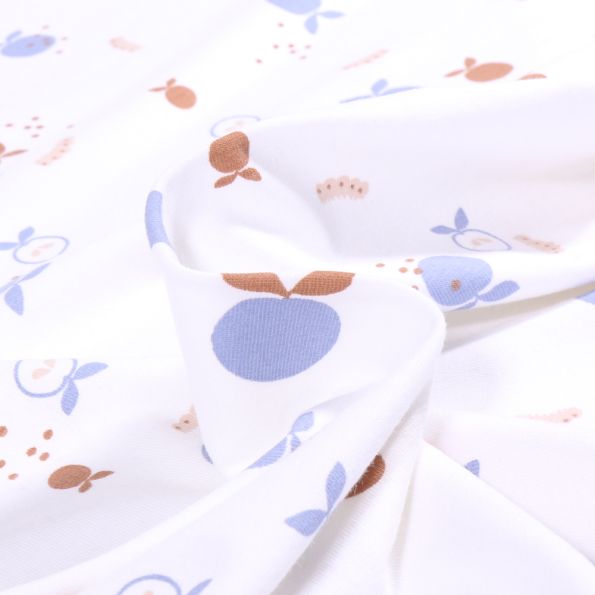 Tissu Jersey Coton Arty Jogala sur fond Blanc - Par 10 cm