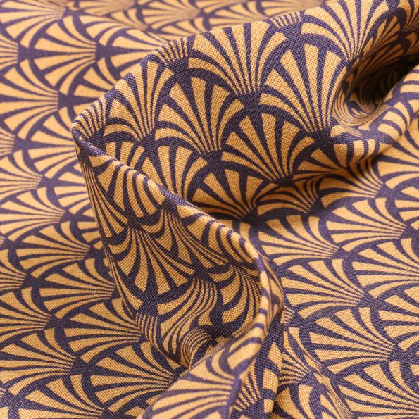 Tissu Viscose Arty Khol sur fond Aubergine - Par 10 cm