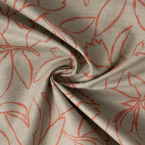 Tissu Toile de Coton Demi Natté Kiago Camel sur fond Vert kaki - Par 10 cm