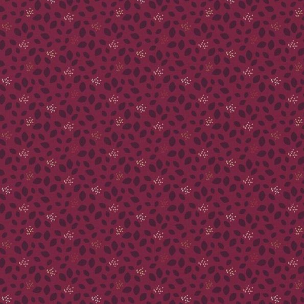 Tissu Viscose imprimé Kiboz framboise sur fond Pourpre - Par 10 cm