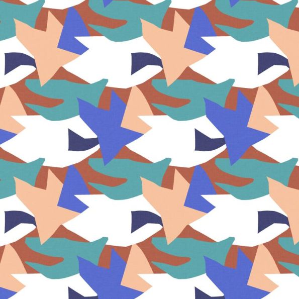 Tissu Popeline de Coton Kino sur fond Blanc - Par 10 cm