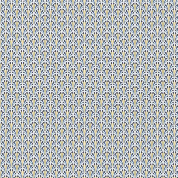 Tissu Coton imprimé Kolius bleu sur fond Blanc - Coupon de 20 cm