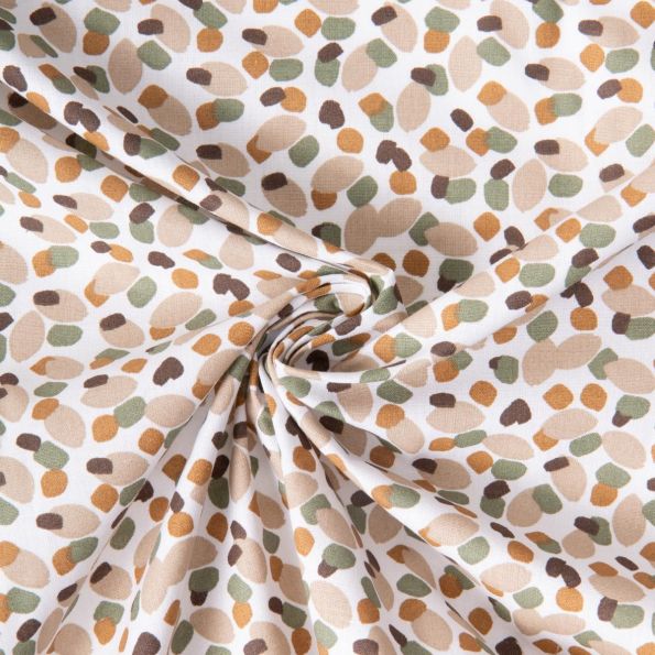 Tissu Coton imprimé June motifs Abstrait sur fond Blanc - Par Coupon de 3m