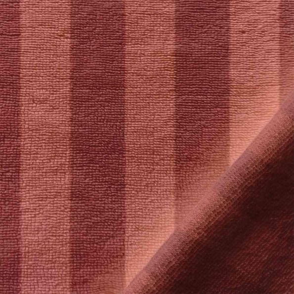 Tissu Micro Eponge Bambou à rayures Marsala et Paprika - Par 10 cm
