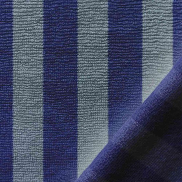 Coupon Tissu Micro Eponge Bambou à rayures Baltique et Indigo - Coupon de 120 cm
