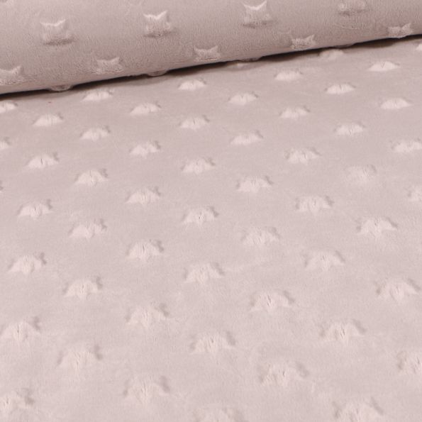 Tissu Minky Ultra doux Etoiles Cappuccino - Par 10 cm