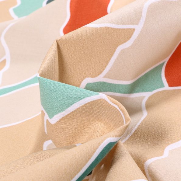 Tissu Coton imprimé Arty Monty sur fond Naturel - Par 10 cm