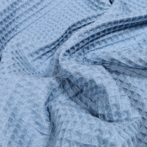 Tissu Nid d'abeille Bleu ardoise - Par 10 cm