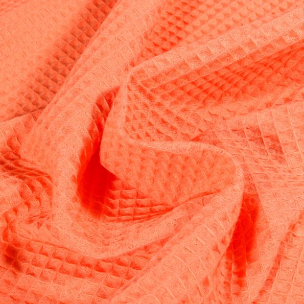 Tissu Nid d'abeille Pêche - Par 10 cm