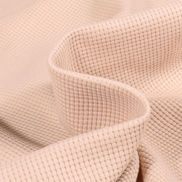 Tissu Jersey Nid d'abeille uni Beige - Par 10 cm