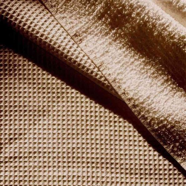 Tissu Nid d'abeille envers Eponge Beelyne  Beige foncé - Par 10 cm