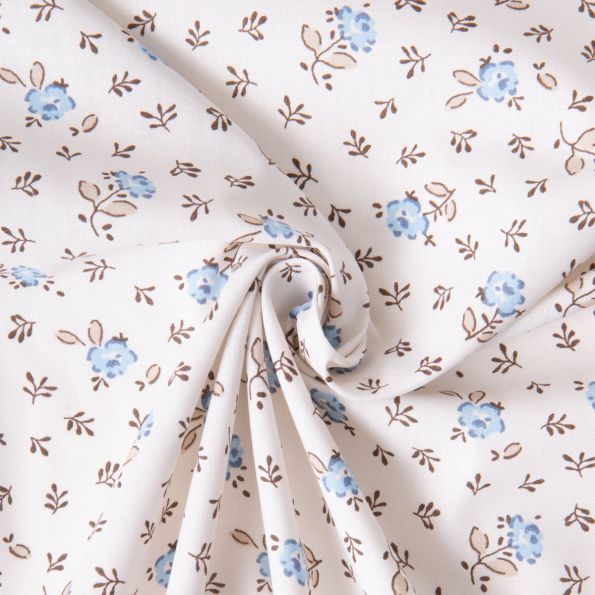 Tissu Coton imprimé Arty Fleuris Olymp sur fond Ecru - Par 10 cm