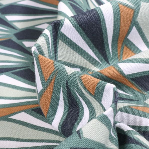 Tissu Toile de Coton Payaz sur fond Vert d'eau - Par 10 cm