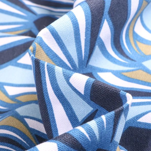 Tissu Toile de Coton Payaz sur fond Bleu - Par 10 cm