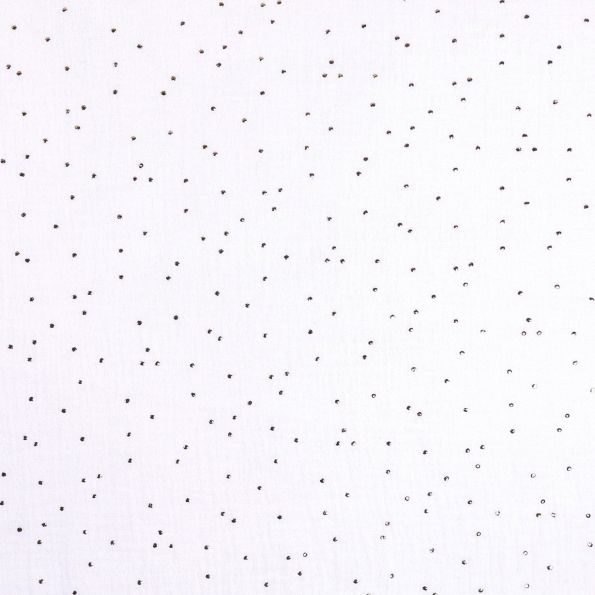 Tissu Double gaze Baya Pois dorés sur fond Blanc - Par 10 cm