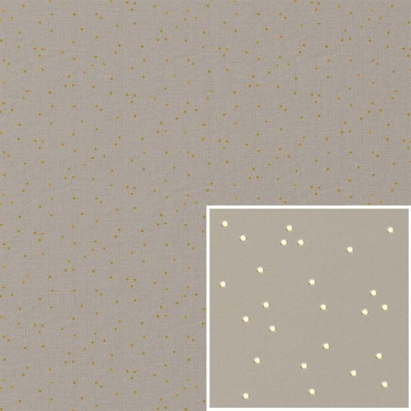 Coupon Tissu Canvas effet Lin Pimiz doré sur fond Naturel - Coupon de 60 cm