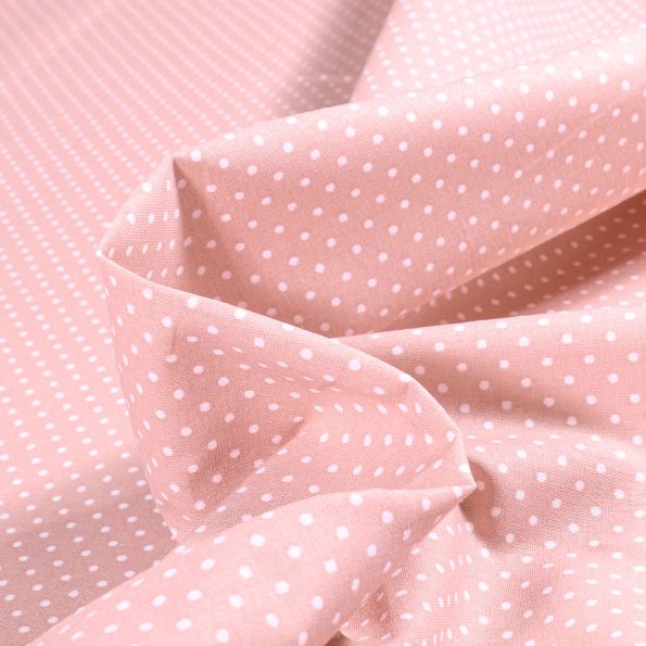 Tissu Coton imprimé Arty Piselli sur fond Rose nude - Par 10 cm