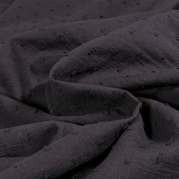 Tissu Plumetis Coton uni Noir - Par 10 cm