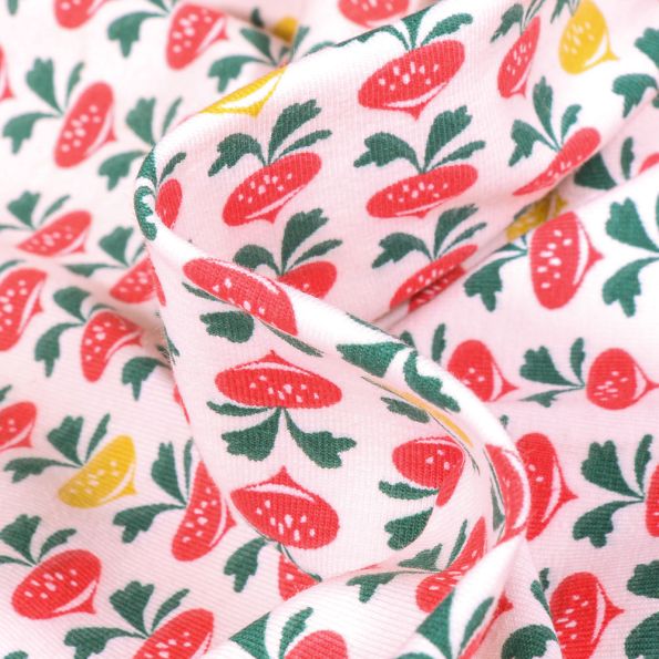 Tissu Jersey Coton Arty Radiz sur fond Blanc - Par 10 cm