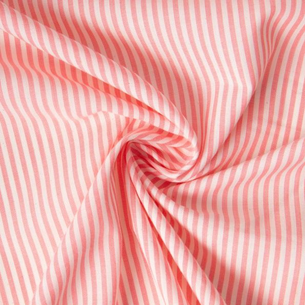 Tissu Coton Viscose Ruth rayé Rose saumon - Par 10 cm