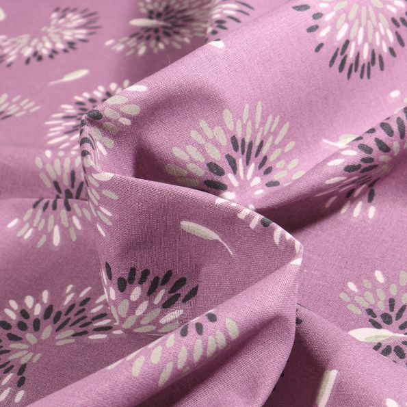 Tissu Coton imprimé Arty Roami sur fond Lilas - Par 10 cm