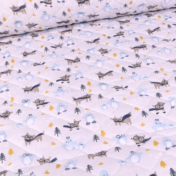 Tissu Matelassé Tayo sur fond Blanc - Par 10 cm