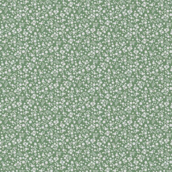 Tissu Coton imprimé Suzette sur fond Vert - Par 10 cm
