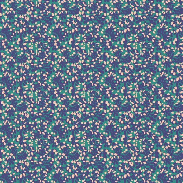 Tissu Popeline de Coton Tazza bleu sur fond Vert - Par 10 cm