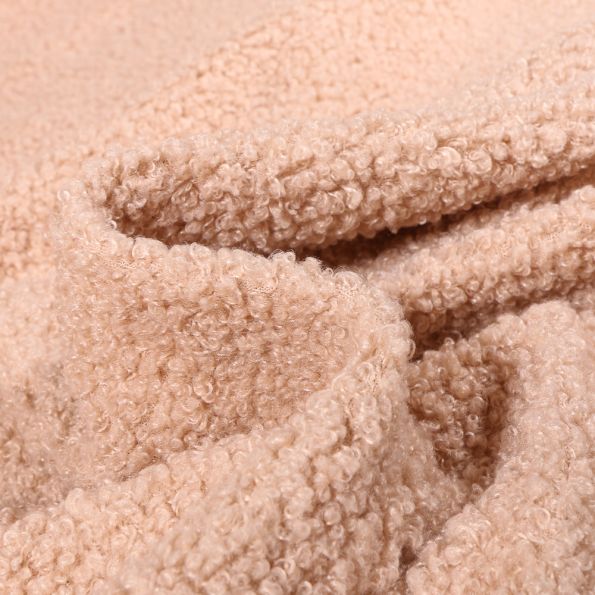 Tissu Fausse fourrure Teddy Bouclettes Camille Beige - Par 10 cm