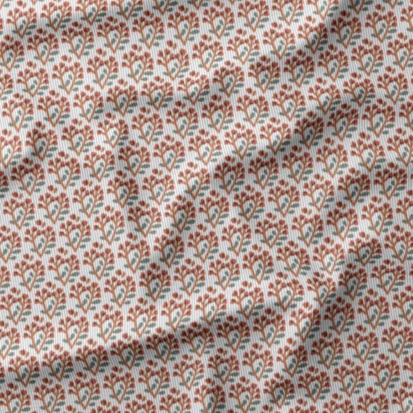 Tissu Velours milleraies Tinus sur fond Ecru - Par 10 cm