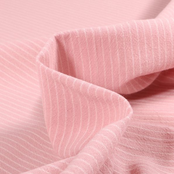 Tissu Coton lavé Rym sur fond Rose - Par 10 cm