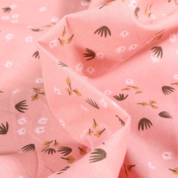 Tissu Coton imprimé Arty Yposia sur fond Rose - Par 10 cm