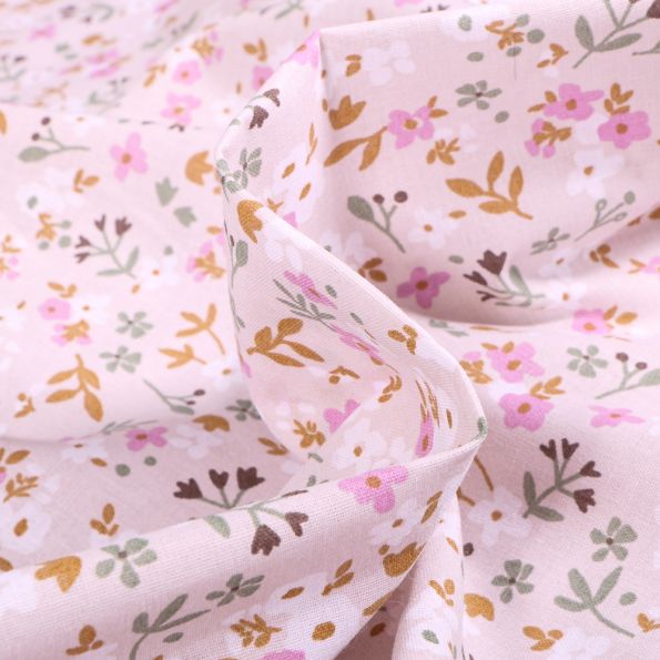 Tissu Coton imprimé Zalia sur fond Naturel - Par 10 cm