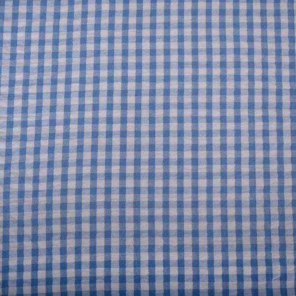 Tissu vichy Celvia bleu sur fond Blanc - Par 10 cm