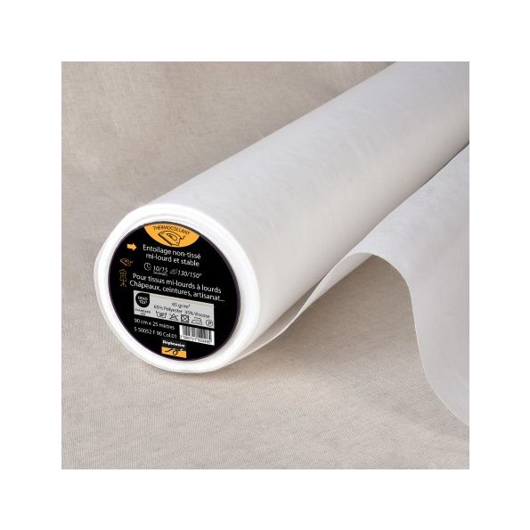 Entoilage Thermocollant non tissé épais N65 Blanc - Par 10 cm
