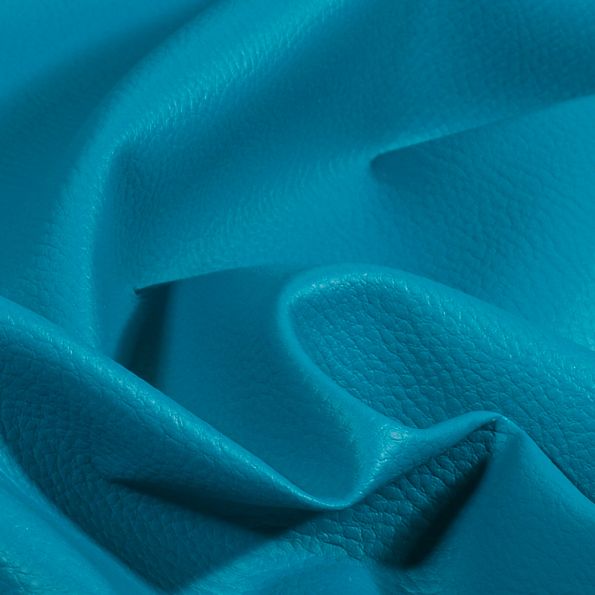 Coupon Simili cuir d'ameublement uni Bleu Canard - 50 x 70 cm