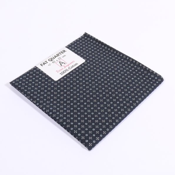 Coupon de tissu Coton imprimé Géo sur fond Bleu marine - 45 x 55 cm