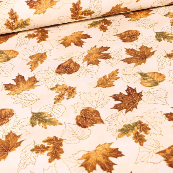 Tissu Robert Kaufman Autumn Bouquet Natural sur fond Ecru - Par 10 cm