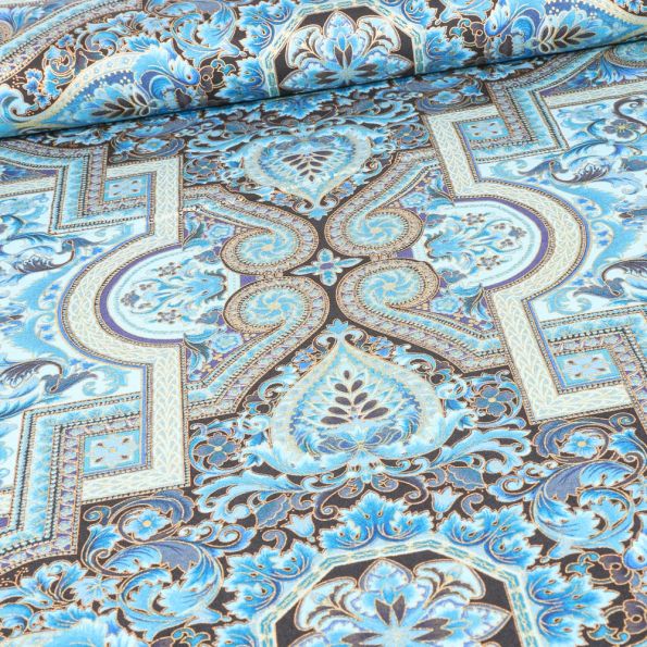 Tissu Robert Kaufman Persis Blue sur fond Bleu - Par 10 cm
