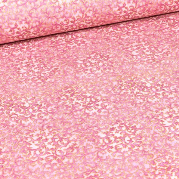 Tissu Robert Kaufman Persis Blossom fleurs sur fond Rose pâle - Par 10 cm